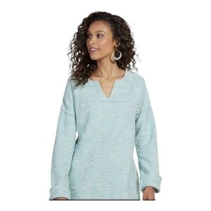 Soft Surroundings Sweetheart Pullover Tunic Light Blue 100% Cotton Size Small